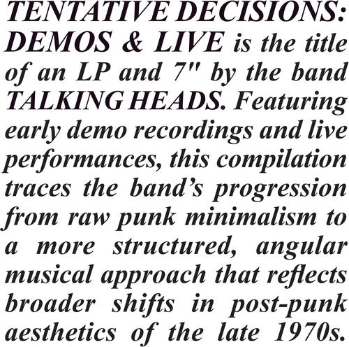 Talking Heads - Tentative Decisions: Demos & Live (RSD Clear)